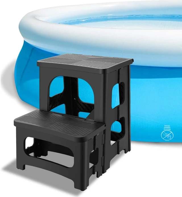 Alt view image 2 of 7 - Folding 2-Step Stool for Adults, Non-Slip Collapsible Footstool for Office