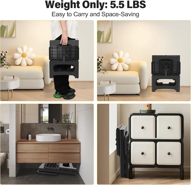 Alt view image 6 of 7 - Folding 2-Step Stool for Adults, Non-Slip Collapsible Footstool for Office
