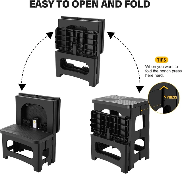 Alt view image 5 of 7 - Folding 2-Step Stool for Adults, Non-Slip Collapsible Footstool for Office