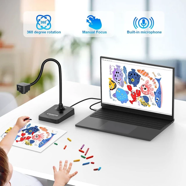 Alt view image 2 of 7 - AlKOR Document Camera for Teaching, Manual Focus USB Webcam with Microphone