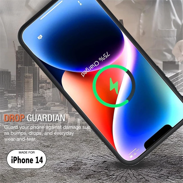 Alt view image 5 of 7 - Battery Case for iPhone 14, Upgraded 10000mAh Rechargeable Portable Charging Case with Wireless Charging Compatible for iPhone 14 (6.1 inch) with Carplay Extended Battery Pack Charger Case (Black)