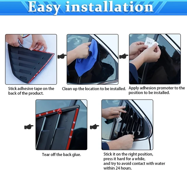 Alt view image 5 of 5 - for Toyota Camry 2012 2013 2014 2015 2016 2017 Window Louvers Front Side Racing Style Sport ABS Window Louvers Air Vent Scoop Shades Cover Blinds Trim Exterior Accessories 2PCS(Carbon Fiber)