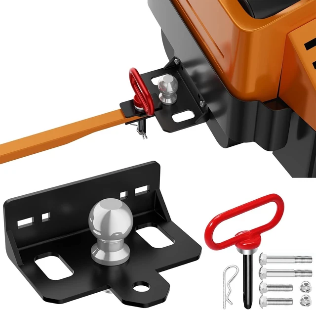 Main image of Upgraded Zero Turn Lawn Mower Hitch with 2" Hitch Ball & Hitch Pin, 6mm Thicker Heavy Duty Steel Bolt On Trailer Hitch, Compatible with Many Models Lawn Mower, Tractor, Trailer, Golf Cart, ATV Etc.