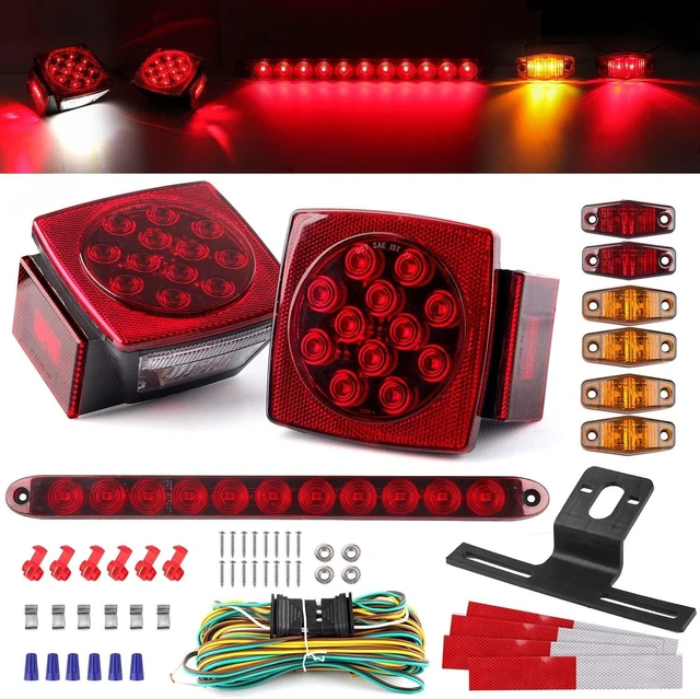 Main image of 12V Trailer Led Lights Tail Kit Submersible w/25FT Wiring Harness