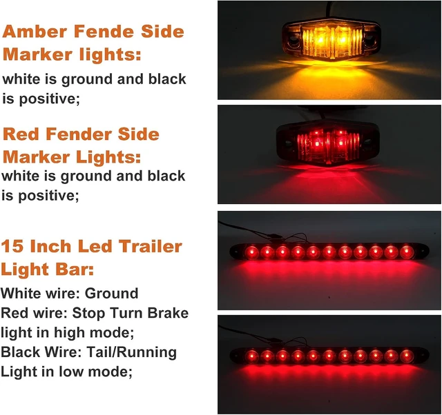 Alt view image 3 of 6 - 12V Trailer Led Lights Tail Kit Submersible w/25FT Wiring Harness
