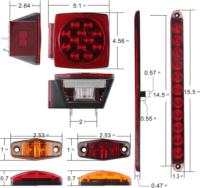 Alt view image 4 of 6 - 12V Trailer Led Lights Tail Kit Submersible w/25FT Wiring Harness