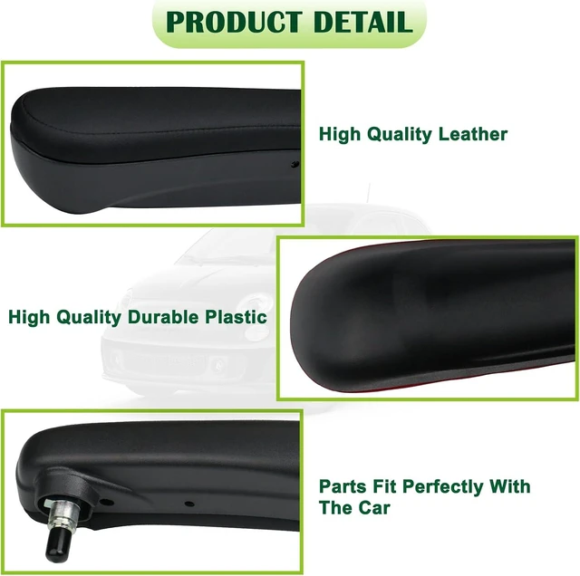 Alt view image 5 of 6 - Front Driver Side Seat Armrest Adjustable Arm Rest Black Compatible with 2016-2019 Fiat 500 Replaces 6BV31JXWAA