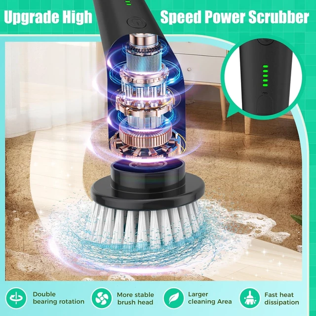 Alt view image 3 of 7 - Electric Spin Scrubber, Cordless Power Cleaning Brush with Long Handle