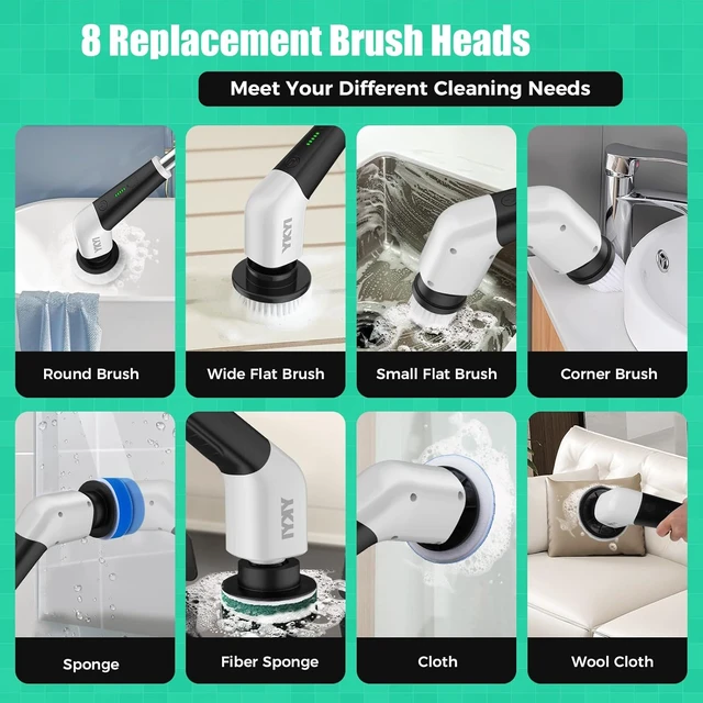 Alt view image 6 of 7 - Electric Spin Scrubber, Cordless Power Cleaning Brush with Long Handle