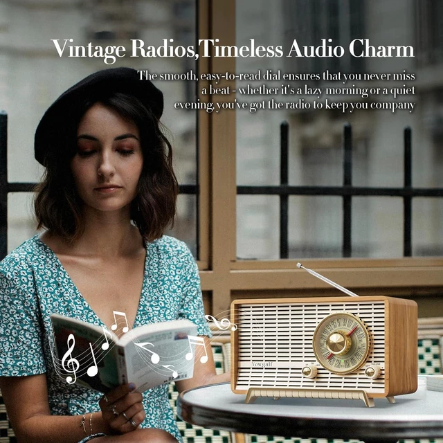 Alt view image 4 of 6 - AM FM Radio Classic Retro Wood Table Bluetooth Speaker Plug-in Wall
