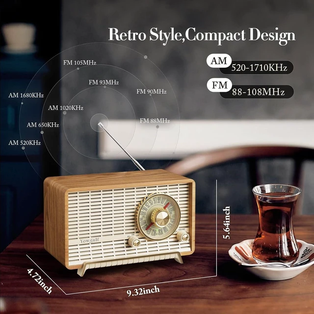 Alt view image 6 of 6 - AM FM Radio Classic Retro Wood Table Bluetooth Speaker Plug-in Wall