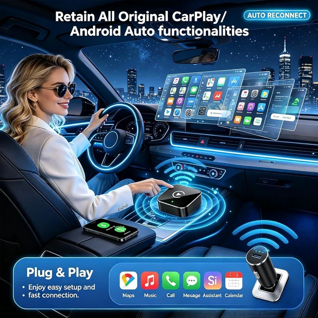 Alt view image 5 of 7 - Wireless CarPlay Adapter,Supports iPhone & Android Phones