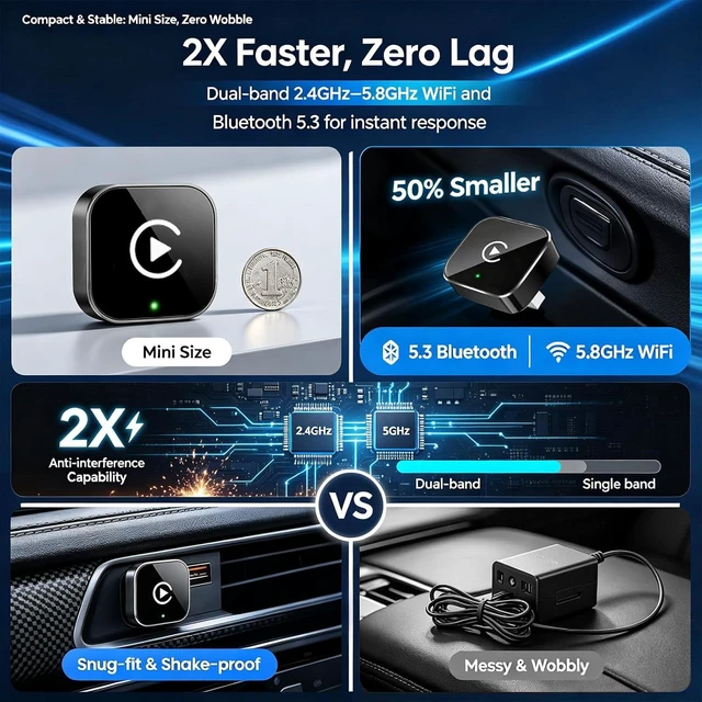 Alt view image 4 of 7 - Wireless CarPlay Adapter,Supports iPhone & Android Phones