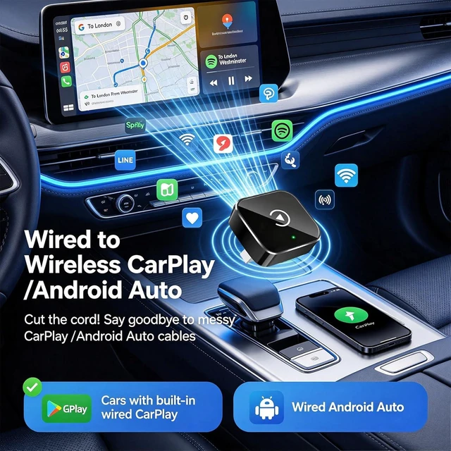 Alt view image 3 of 7 - Wireless CarPlay Adapter,Supports iPhone & Android Phones