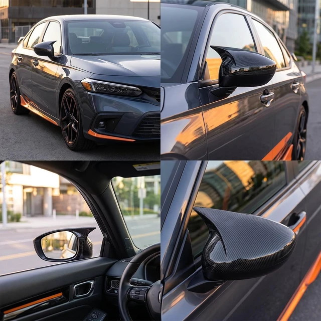Alt view image 6 of 7 - Side Rearview Mirror Covers Cap Compatible with 11th gen Honda Civic 2026 2025 2024 2023 2022 LX EX Sport Si Sedan, LX EX-L Sport Hatchback Without Turn Signal Model (Carbon Fiber)
