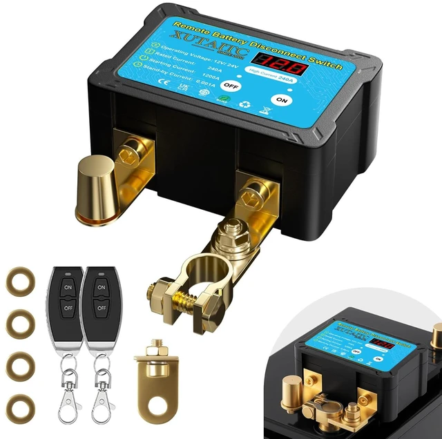 Main image of Remote Battery Disconnect Switch 12V/24V 240A with LED Voltage Display