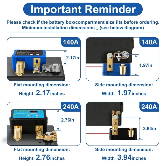 Alt view image 4 of 7 - Remote Battery Disconnect Switch 12V/24V 240A with LED Voltage Display