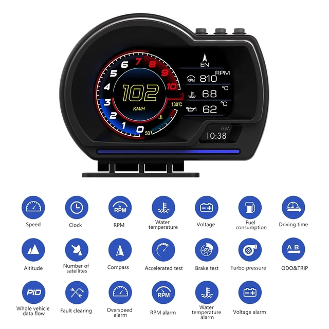 Alt view image 3 of 7 - OBD2 Gauge Display Speedometer for Car All in One with Dual System