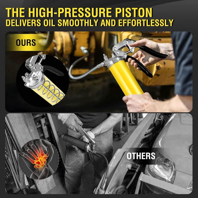 Alt view image 6 of 7 - Grease Gun Kit 7000 PSI 14oz with Dual Hoses and 90° Adapter