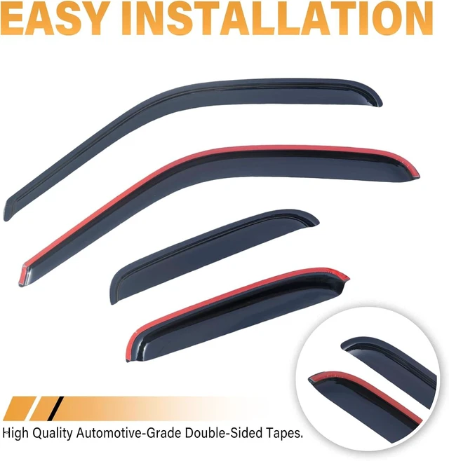 Alt view image 3 of 7 - Rain Guards Compatible with 2000-2006 Toyota Tundra Extended Cab, Acrylic Slim Style Window Visor Rain Guard, Side Window Deector for Toyota Tundra Accessories 4 Pieces, 2001 2002 2003 2004 2005