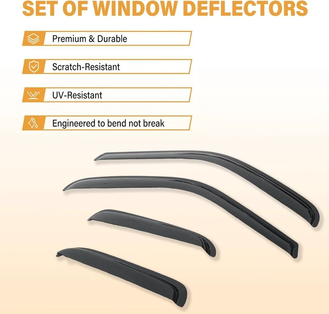 Alt view image 4 of 7 - Rain Guards Compatible with 2000-2006 Toyota Tundra Extended Cab, Acrylic Slim Style Window Visor Rain Guard, Side Window Deector for Toyota Tundra Accessories 4 Pieces, 2001 2002 2003 2004 2005