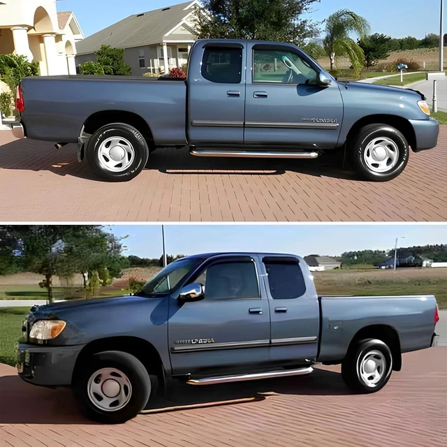 Alt view image 7 of 7 - Rain Guards Compatible with 2000-2006 Toyota Tundra Extended Cab, Acrylic Slim Style Window Visor Rain Guard, Side Window Deector for Toyota Tundra Accessories 4 Pieces, 2001 2002 2003 2004 2005