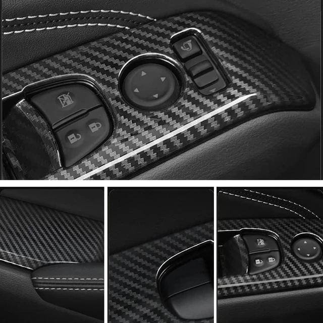 Alt view image 5 of 7 - Compatible with 2019 2020 2021 2022 2023 2024 Nissan Altima Accessories Door Window Switch Panel Cover Door Lock Control Button Trim (Carbon Style)
