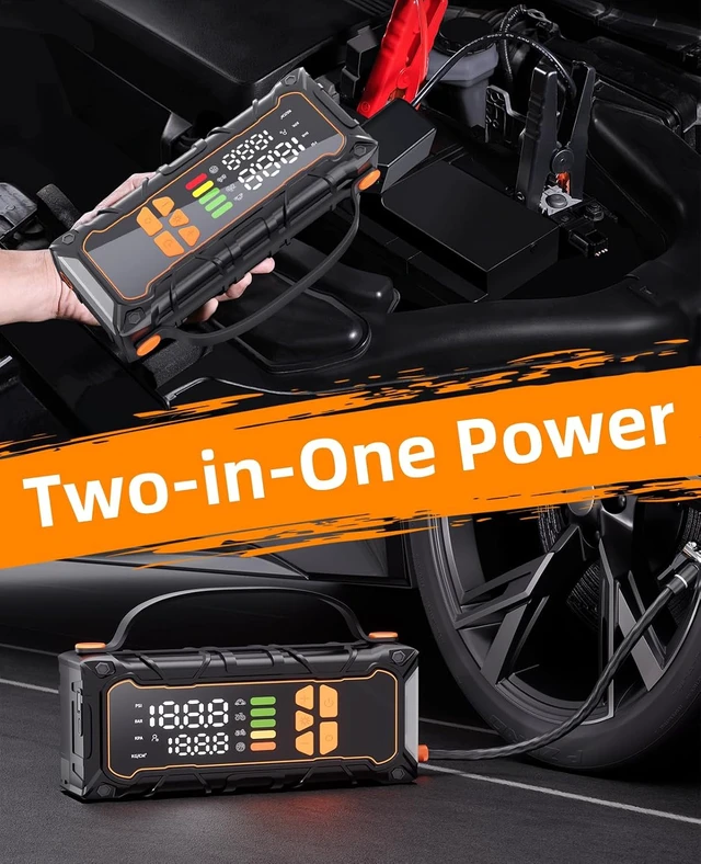 Alt view image 2 of 7 - Battery Jumper Starter Portable, Jump Starter with Air Compressor-4000A 12V (7.0L Gas/ 6.0L Diesel) with 160PSI Tire Inflator, 10000mAh Jump Box Car Battery Jump Starter, Jumper Cables, LED Light
