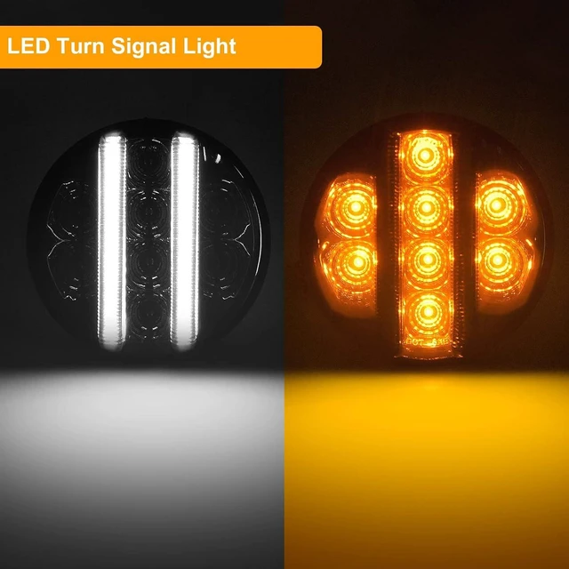 Alt view image 2 of 7 - for JK Front Turn Signal LED Lights Running Lamps Compatible with Wrangler JK JKU 2007-2018,White Vertical LED Bar as Daytime Running Lights,Amber Yellow LED as Turn Signal(Smoked Lens)