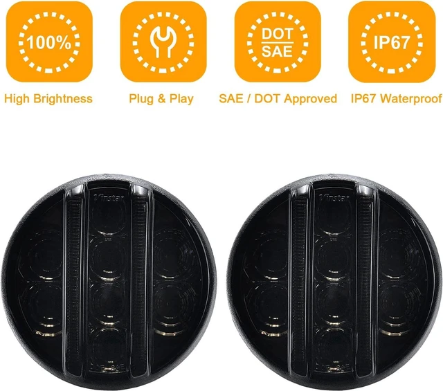 Alt view image 6 of 7 - for JK Front Turn Signal LED Lights Running Lamps Compatible with Wrangler JK JKU 2007-2018,White Vertical LED Bar as Daytime Running Lights,Amber Yellow LED as Turn Signal(Smoked Lens)