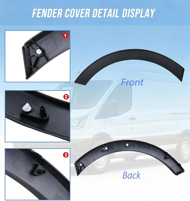 Alt view image 3 of 5 - Front Left Fender Trim Fit for 2015-2025 Ford Transit 150 250 350 350HD