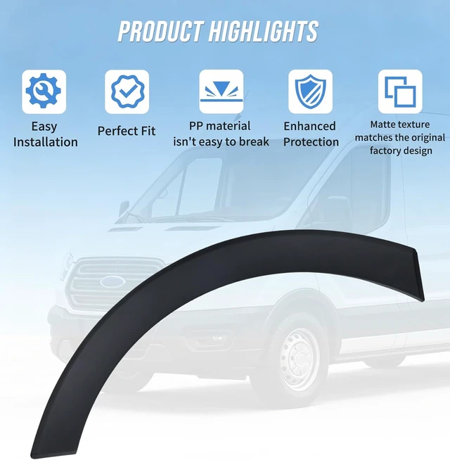 Alt view image 5 of 5 - Front Left Fender Trim Fit for 2015-2025 Ford Transit 150 250 350 350HD