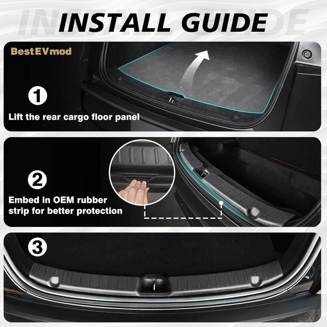 Alt view image 2 of 7 - 2026 Tesla Model Y Upgrade Rear Bumper & Trunk Sill Cover Protector Bumper Guards Compatible with Tesla Model Y Juniper Refresh (Premium & Performance 2025/2026)