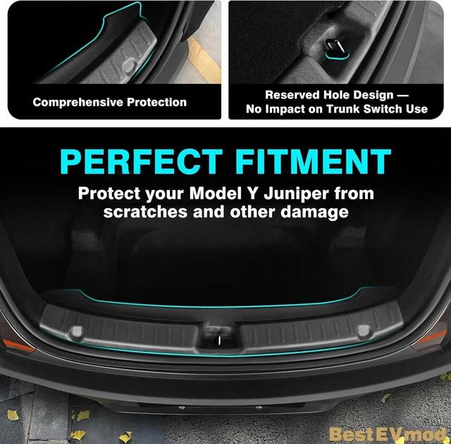 Alt view image 5 of 7 - 2026 Tesla Model Y Upgrade Rear Bumper & Trunk Sill Cover Protector Bumper Guards Compatible with Tesla Model Y Juniper Refresh (Premium & Performance 2025/2026)