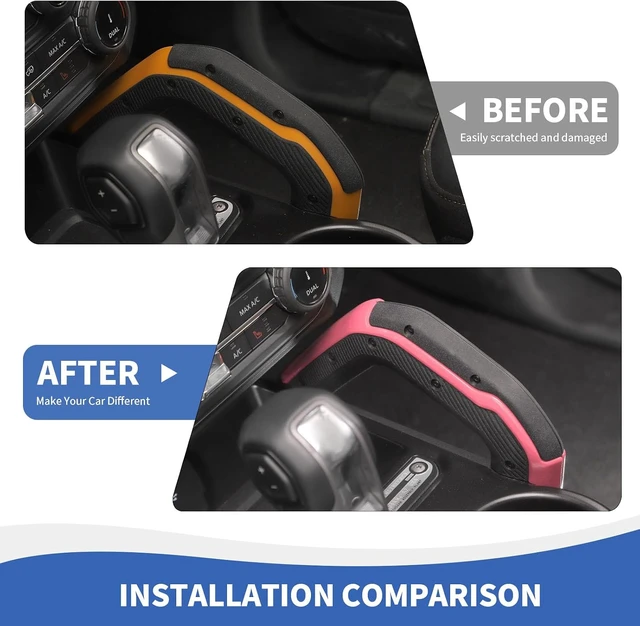 Alt view image 4 of 6 - Center Console Dash Grab Handle Cover Trim Compatible with 2021-2024 Ford Bronco Interior Accessories, Pink (Not for Bronco Sport)