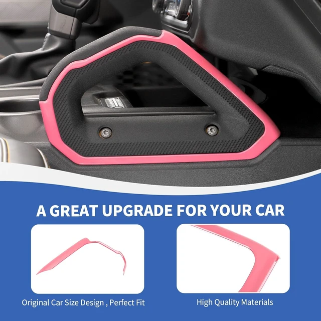 Alt view image 5 of 6 - Center Console Dash Grab Handle Cover Trim Compatible with 2021-2024 Ford Bronco Interior Accessories, Pink (Not for Bronco Sport)