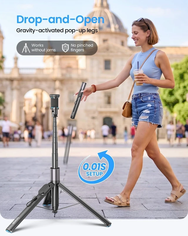 Alt view image 2 of 7 - 67'' Phone Tripod with Remote, 0.01s Auto-Open for Content Creator