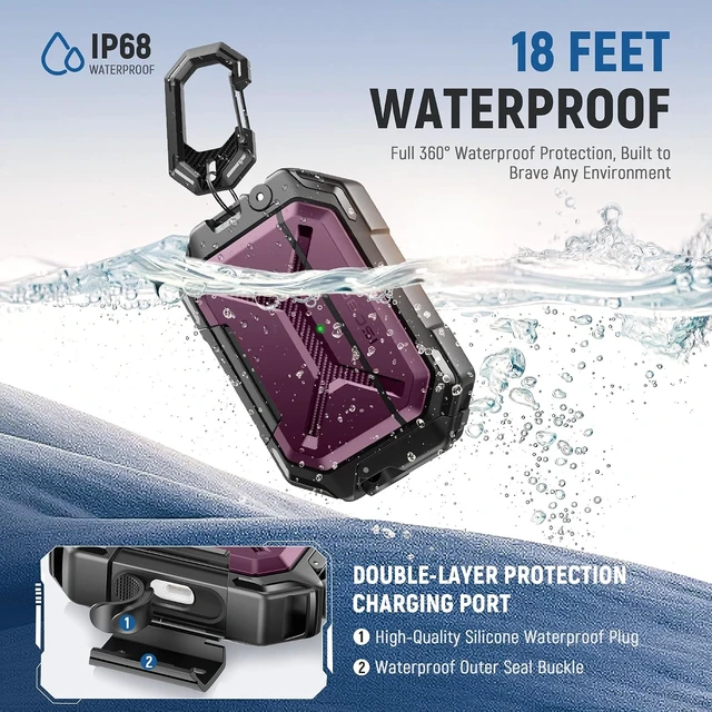 Alt view image 3 of 7 - for AirPods Pro 3 Case IP68 Waterproof, Burgundy