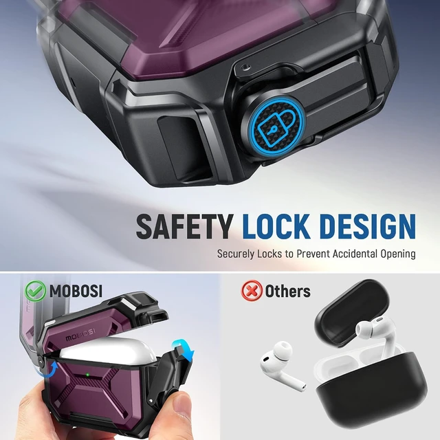 Alt view image 5 of 7 - for AirPods Pro 3 Case IP68 Waterproof, Burgundy