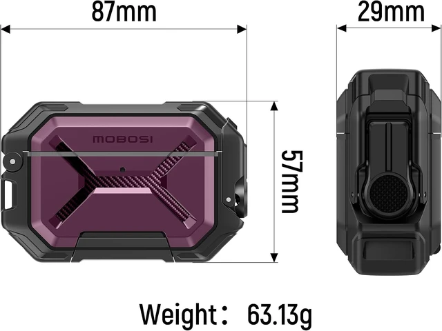 Alt view image 6 of 7 - for AirPods Pro 3 Case IP68 Waterproof, Burgundy