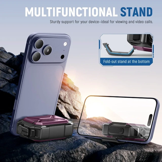 Alt view image 7 of 7 - for AirPods Pro 3 Case IP68 Waterproof, Burgundy