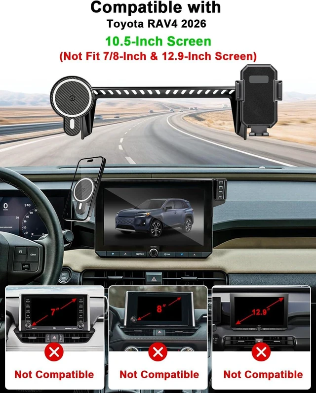 Alt view image 2 of 7 - Dual-End Car Phone Holder for Toyota RAV4 2026 Accessories 10.5-Inch Screen