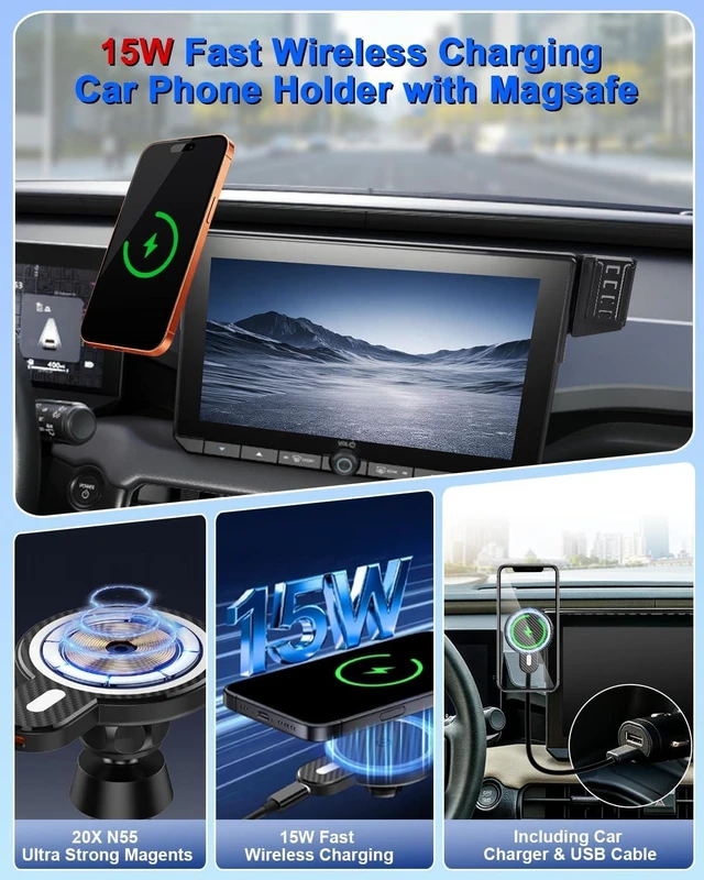 Alt view image 4 of 7 - Dual-End Car Phone Holder for Toyota RAV4 2026 Accessories 10.5-Inch Screen