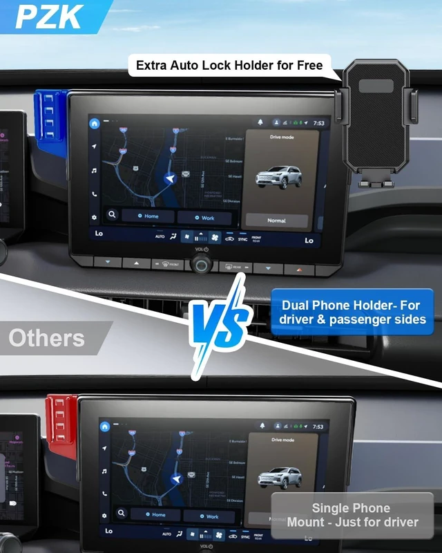 Alt view image 5 of 7 - Dual-End Car Phone Holder for Toyota RAV4 2026 Accessories 10.5-Inch Screen