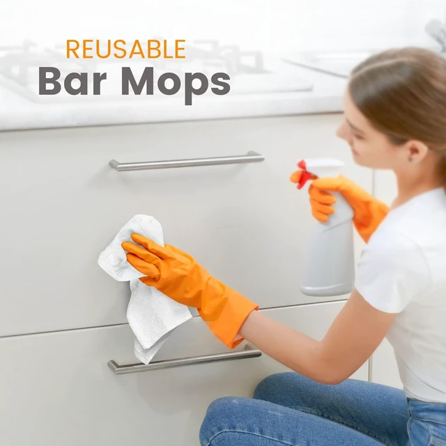 Alt view image 2 of 7 - Terry Bar Mop Towels (Pack of 60) Absorbent and Quick Drying Commercial-Grade Cotton Cleaning Towels, Cleaning Rags for Kitchen, Bar Reusable Shop Rags 14x17 White