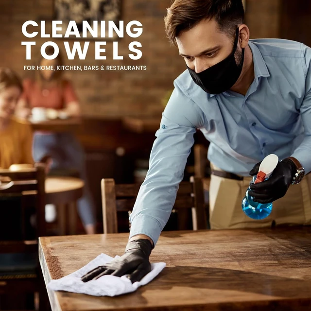 Alt view image 3 of 7 - Terry Bar Mop Towels (Pack of 60) Absorbent and Quick Drying Commercial-Grade Cotton Cleaning Towels, Cleaning Rags for Kitchen, Bar Reusable Shop Rags 14x17 White