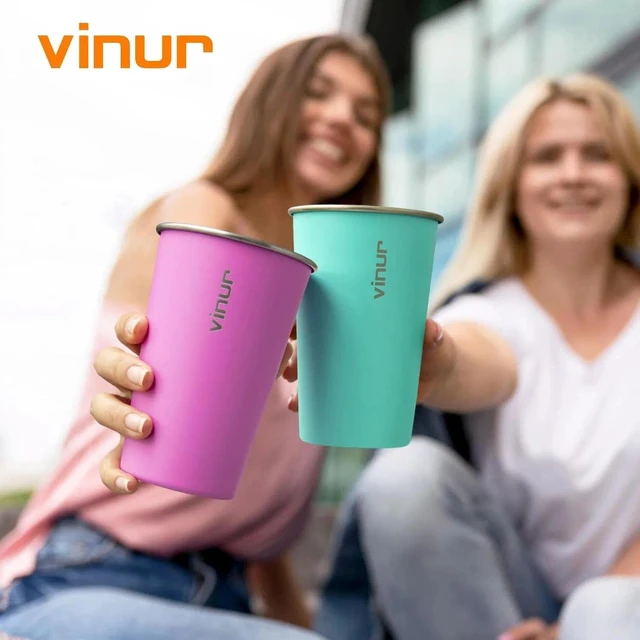 Alt view image 6 of 7 - Stainless Steel Cups-16 oz Colorful Stackable Metal Drinking Glasses 8 Pcs