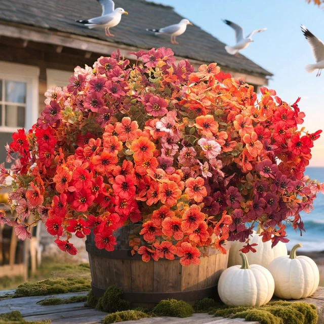 Main image of 20 Bundles UV Resistant Artificial Fall Flowers - Fake Autumn Plants for Autumn Indoor Outdoor Garden Patio Fireplace Window Box Kitchen Home Decor (Fall Orange Mix)