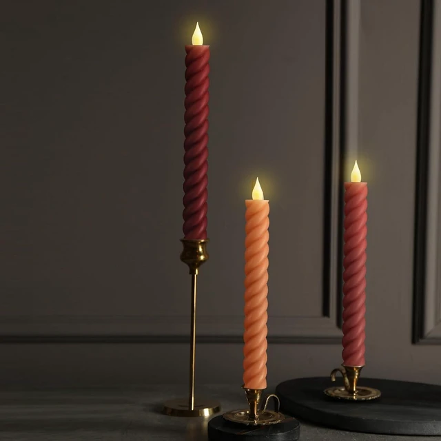 Alt view image 3 of 7 - 6 Pcs Fall Flameless Taper Candles, 9.65 Inch Led, Mixcolor