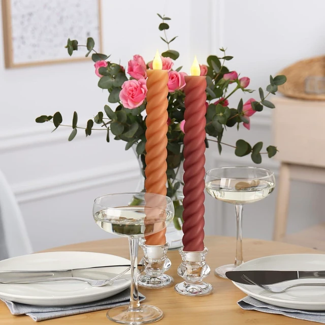 Alt view image 4 of 7 - 6 Pcs Fall Flameless Taper Candles, 9.65 Inch Led, Mixcolor